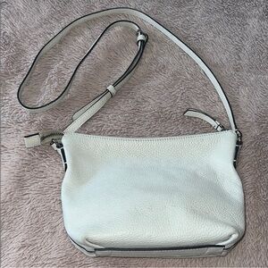 Ecco | Elegant White Pebbled Leather Crossbody Bag